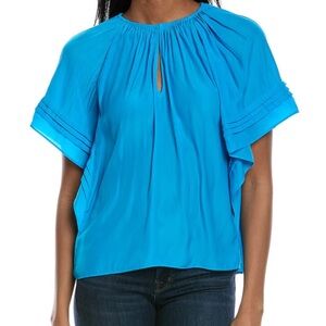Ramy Brook Kylo Flutter Sleeve Blue Top
